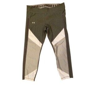 Women's XL Under Armour Capri Leggings Compression Heat Gear Gray Workout